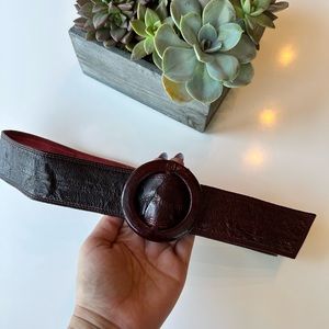 Beautiful vintage Merlot colored adjustable leather belt